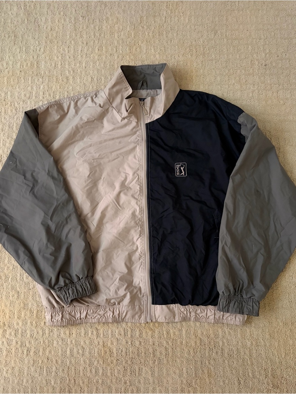 Vintage PGA Tour Men's XL Full Zip Stand-Up Collar Windbreaker Jacket w/ Pockets